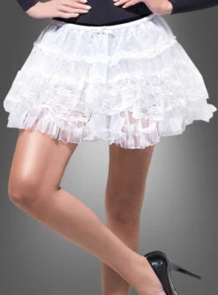 Petticoat Kurz Weiß Mit Spitze