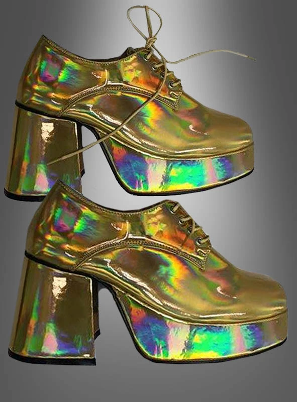 Hologramm Plateauschuhe 70er Disco Fever 3 Hologramm Plateauschuhe 70er Disco Fever