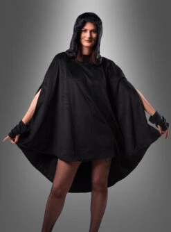 Wandelbarer Schwarzer Poncho Aus Plüsch XS-XXXL