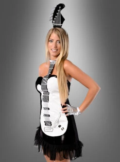 Sexy Rockstar Gitarrenkostüm Schwarz
