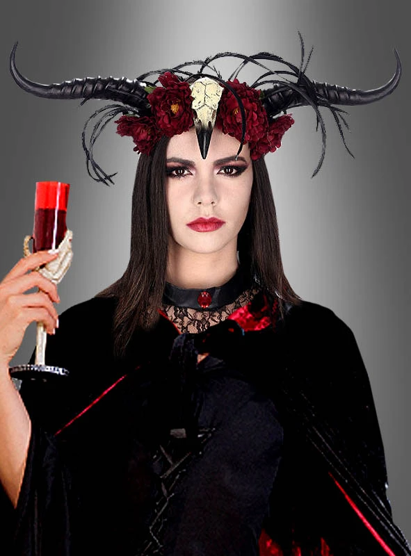 Deluxe Faun Hörner Mit Blumen Und Vogelschädel 3 Deluxe Faun Hörner Mit Blumen Und Vogelschädel