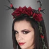 Deluxe Geweih Haarschmuck Mit Rosen -Halloween Kostümladen 16 12196 geweih haarschmuck mit rosen schwarz rot