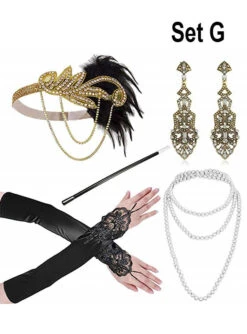20er Charleston Accessoire Set Mit Schmuck Gold -Halloween Kostümladen 172 951 x pic4