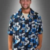 Hawaii Hemd Blütenmeer Blau -Halloween Kostümladen 35 24678 hawaiihemd blaue blumen beachparty