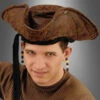 Dreispitz Mit Holzperlen -Halloween Kostümladen 40 61210 piratenhut seeraeuber antikleder optik