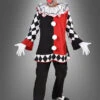 Deluxe Harlekin Clown Oberteil -Halloween Kostümladen 42 220288 harlekin clown kostuem schwarz weiss rot