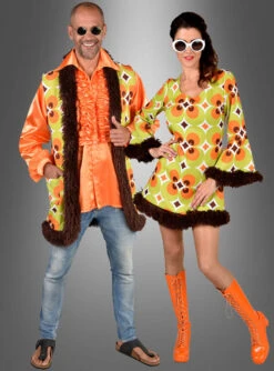 70er Retrokleid Damen Grün-braun -Halloween Kostümladen 42 222161 pic3