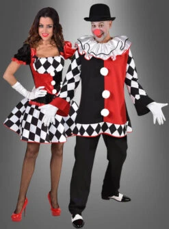 Deluxe Harlekin Clown Oberteil -Halloween Kostümladen clownskostuem herren rot weiss schwarz paarkostuem bc01eca10e 3