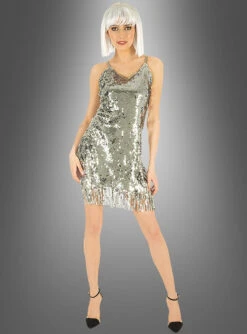 Disco Kleid Gold Oder Silber -Halloween Kostümladen discokleid silber fuer damen 57fd50dc06 3