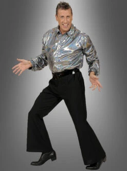 Disco Hemd Silber -Halloween Kostümladen herrenhemd silber disco a99d28fb9f 2