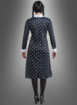 Wednesday Damen Kleid Schwarz-weiß -Halloween Kostümladen original netflix serie wednesday kostuem gemustert 85de155565 3