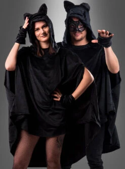 Wandelbarer Schwarzer Poncho Aus Plüsch XS-XXXL -Halloween Kostümladen schwarzer pluesch poncho ac39581f8b 3